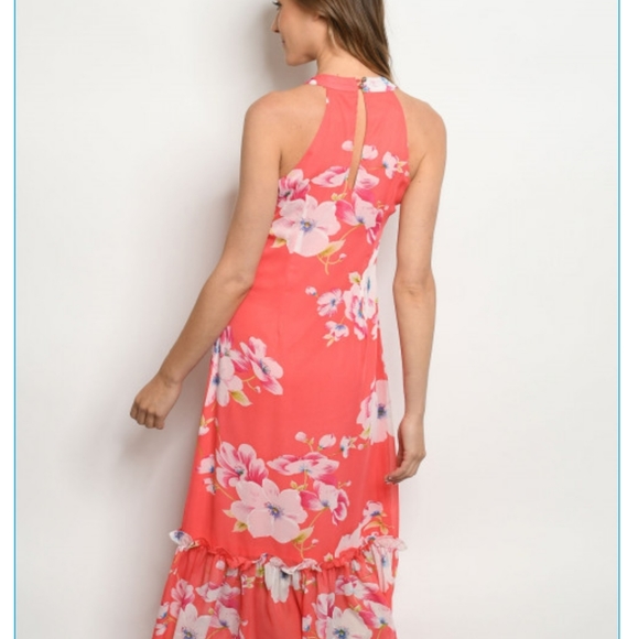 NWT Coral Maxi dress with floral print Sm or Med - Picture 2 of 4